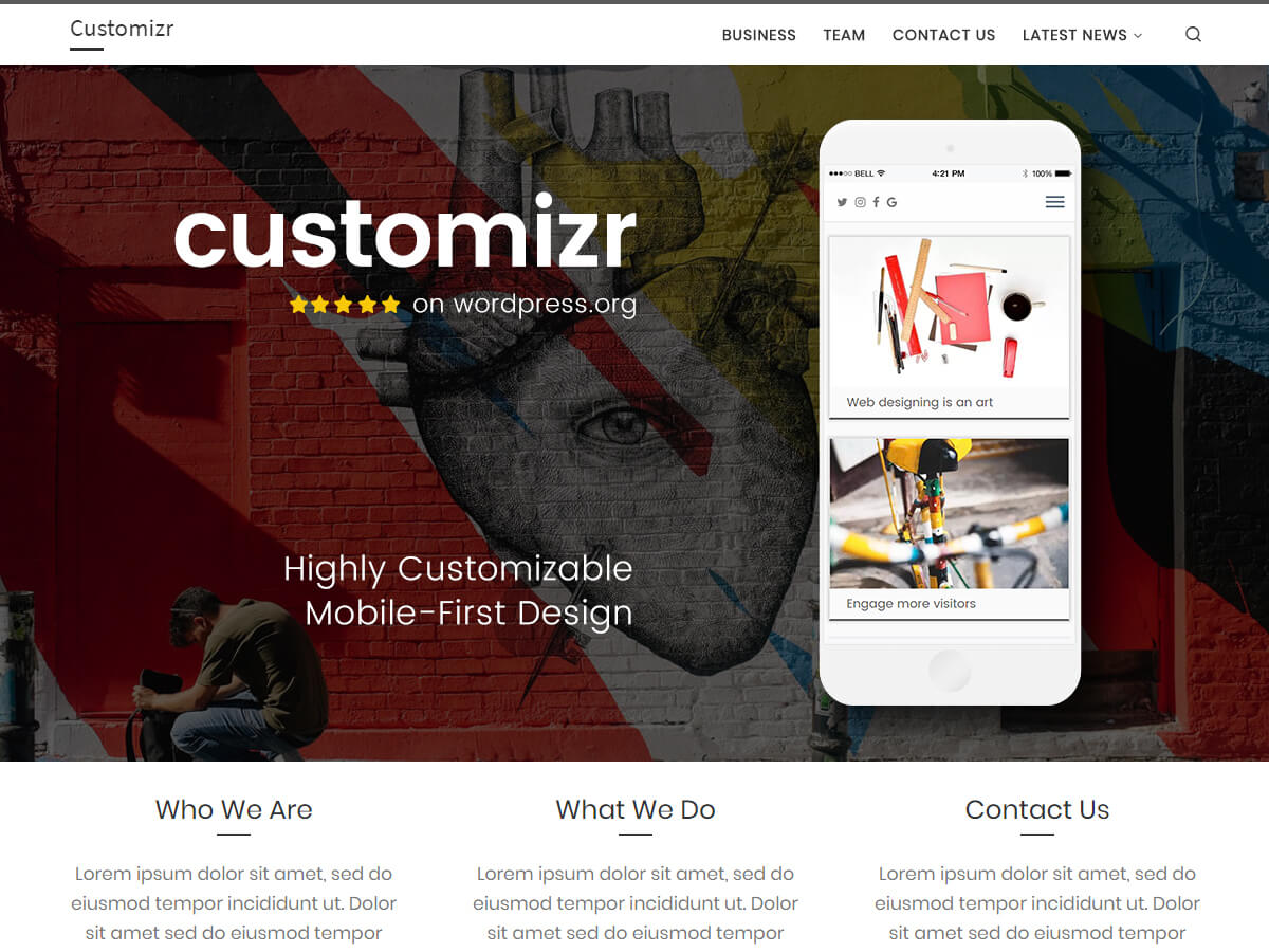 Customizr es un tema adaptable, sencillo y elegante